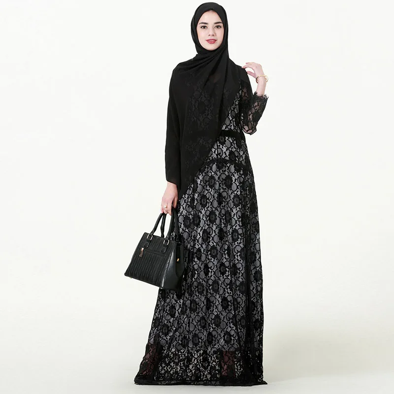 6XL 2019 кружева абайя, Кафтан Дубай Арабский мусульманский платье хиджаб Vestidos Катар джилбаба платья Хиджаб турецкий Elbise Исламская Костюмы