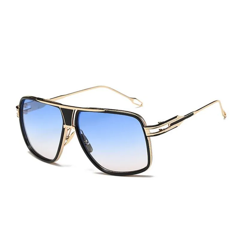 REALSTAR, квадратная оправа, модные солнцезащитные очки для мужчин, фирменный дизайн, Ретро стиль, металл, стимпанк, солнцезащитные очки для женщин, очки Oculos S70 - Цвет линз: No8 Blue