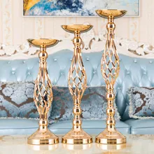 Металлический Золотой подсвечник-столбик, цветы, вазы, подсвечники, дорожный стол, центральный элемент для свадебного канделябра