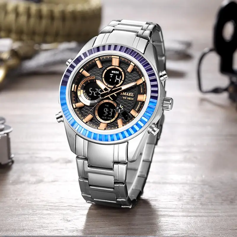 SMAEL, модные спортивные мужские часы TopBrand, Роскошные Кварцевые часы для мужчин, SL-1430 сталь, водонепроницаемые, деловые часы, светодиодный