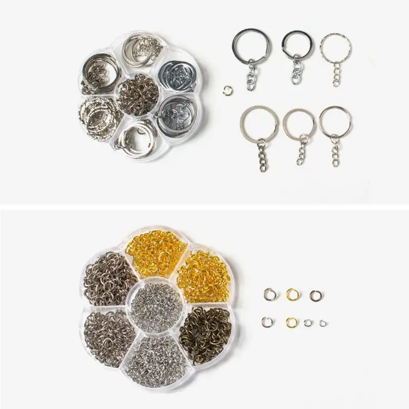 

DIY Metal Split Key Chain Rings Kit Open Jump Rings Connector Jewelry Findings