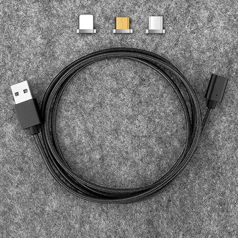 3 в 1 2.4A Магнит USB кабель с нейлоновой оплеткой USB кабель мобильного телефона зарядный кабель для передачи данных для iPhone 8-pin/Micro USB/Тип-C USB интерфейс