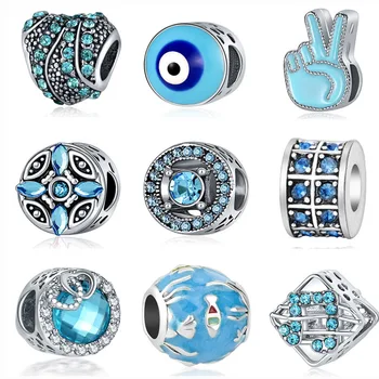 

2019 new 1pc european lake blue eye ocean cross heart musical diy bead Fit Pandora Charms Bracelet original F137