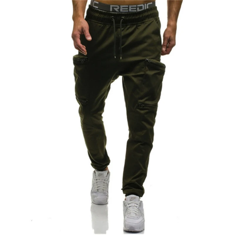 WSGYJ Брендовые мужские брюки хип-хоп джоггеры модные камуфляжные многокарманные узкие брюки размера плюс карго комбинезоны цвета хаки - Цвет: Green Joggers