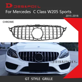 

For Mercedes C Class W205 Sports GT Grille Vertical Front Bumper Racing Grill 2015-2018 Coupe Sedan 2 Door 4 Door C180 C200 C250