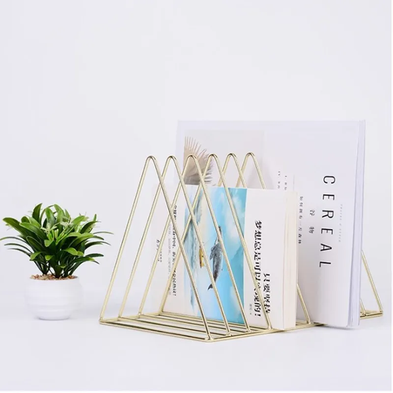 الهندسة رف عرض الصحف والمجلات التخزين رف الذهب المعادن الحرف اليدوية ديكور المنزل L3135