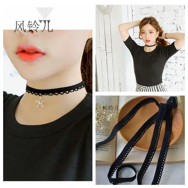 Черный эластичный кружевной материал ожерелья|black stretch lace|stretch lacelace lace |