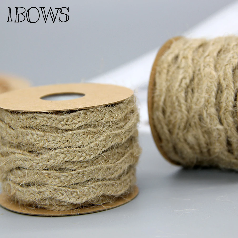 

IBOWS 6mm*5M Natural Jute Twine Burlap String Hemp Rope Party Wedding Gift Wrapping Cords Thread DIY Scrapbooking Florists Craft