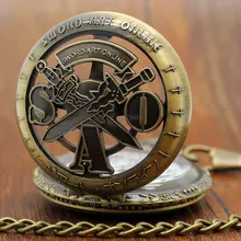 Винтажный Бронзовый меч искусство онлайн цепь карманные часы ожерелье кулон мужской Рождественский подарок P311C