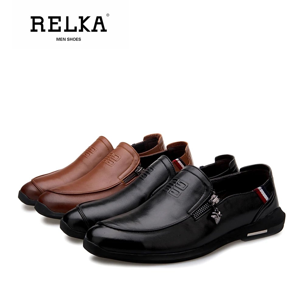 Baixo Casuais Sapatas black Qualidade Clássicos Alta Genuíno Homens Do Redondo Couro P8 Sólida Pé Handmade Relka Salto Dedo Slip on Brown Sapatos Dos Luxo De 6wRcq