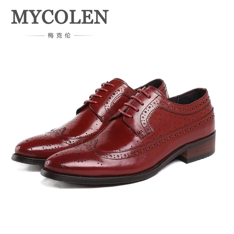 

MYCOLEN Brand Men Casual Genuine Leather Shoes Genuine Leather Men's Business Shoes For Man Pointed Toe Vintage Shoes