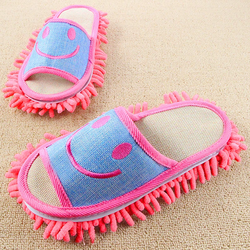 

Mop Slippers 2016 Men Women Pantufas Linen Slipper Couples Pantuflas Emoji Cleaner Dusting Footwear Home Shoes Pantofoles Donna