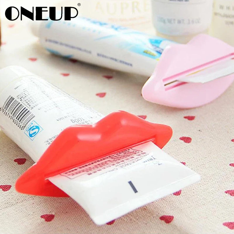 ONEUP 2pcs Toothpaste Tube Squeezer Lip Kiss Bathroom Tube Squeezer Dispenser Toothpaste Cream Squeezer Home Tube Rolling Holder
