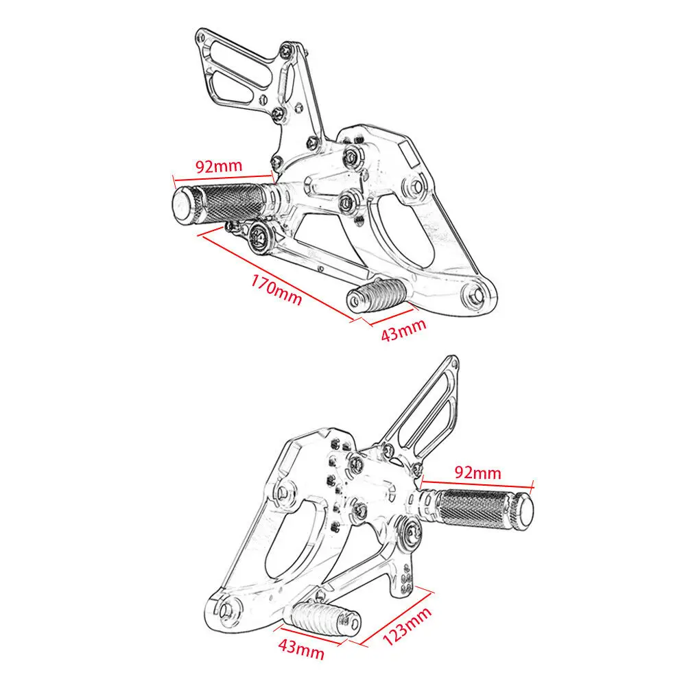 Левый и правый ЧПУ Алюминий мотоцикл регулируемая коробка передач подножки задние комплекты для- HONDA CBR250RR CBR 250 RR