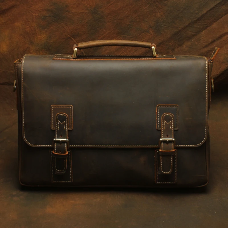 Pria Tas Bisnis Tas Laptop Tas Tas Bahu Tas Pria Kulit Asli Utusan Tote