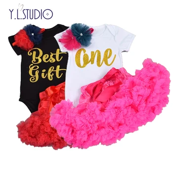 

3 Pecs Baby Clothing Bow Skirt Tutu Birthday Party Baby Girl Clothes Summer Letter Headdress New Born Jumpsuit Newborn Bodysuits