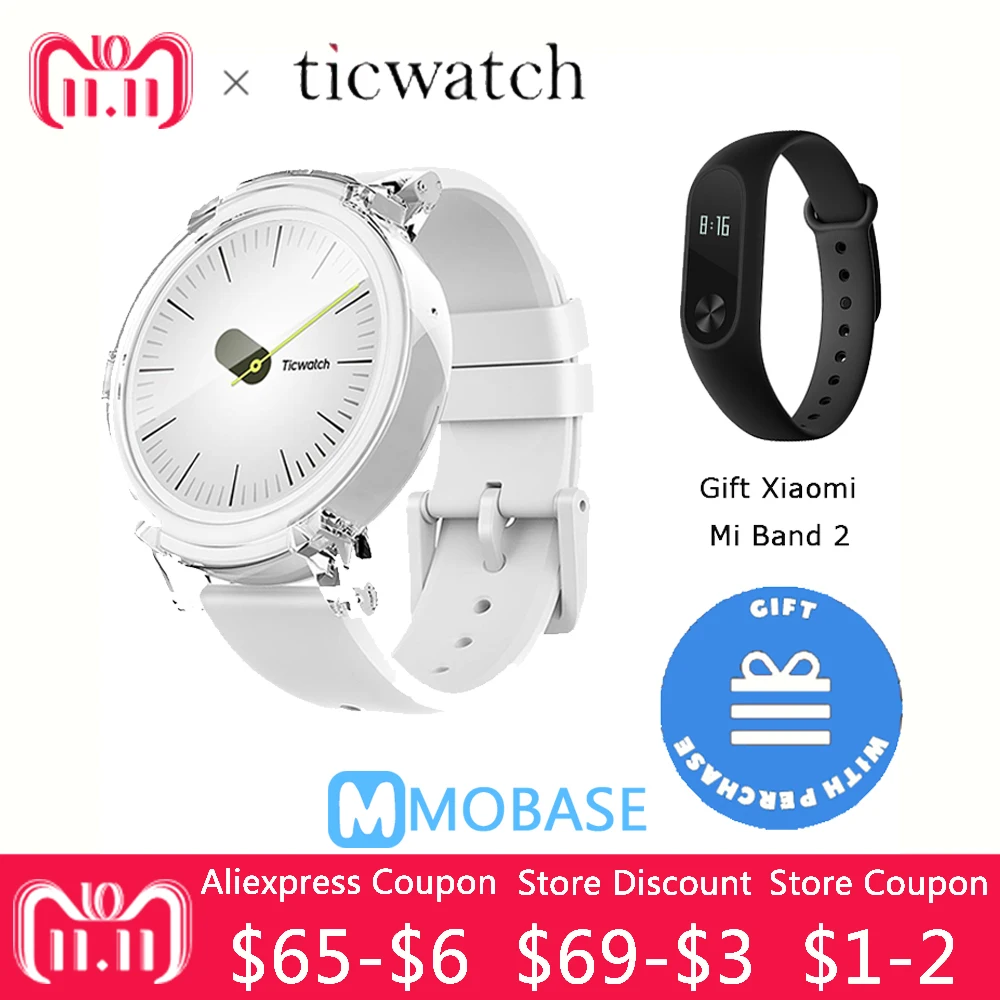 

oversea Ticwatch E2 Sports Smart Watch Android Wear OS Bluetooth GPS Heart Rate Monitor WIFI MT2601 4G ROM Music IP67 Waterproof