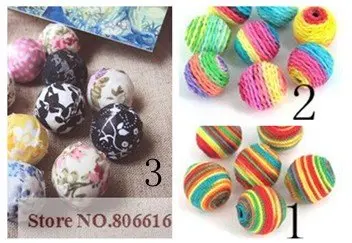 

20MM 50Pcs Colorful Cotton Cloth Wax Wire Acrylic Beads Jewelry Accessories