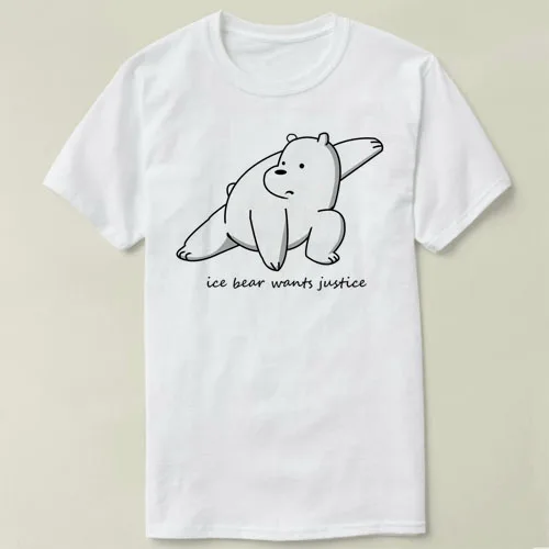 

We Bare Bears Ice Bear Wants Justice Tee short sleeve women men DIY T-Shirt fashion summer