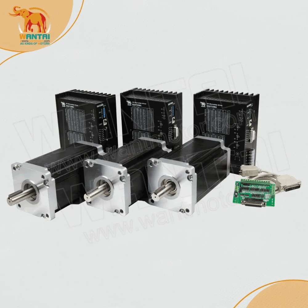 США бесплатно! CNC Wantai 3 оси Nema 42 Шаговый двигатель 110BYGH150-001 3256oz-in + Драйвер DQ2722M 220V 7.A