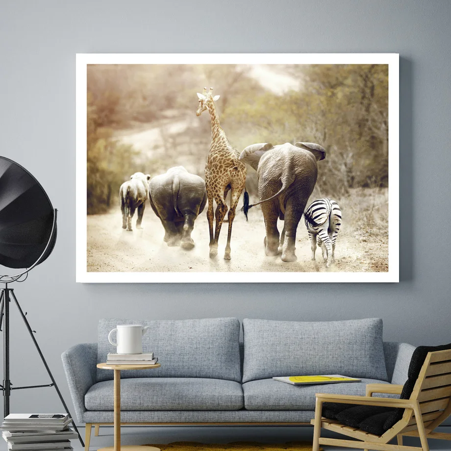 

Elephant Giraffe Zebra Forest Landscape Wall Art Canvas Painting Nordic Posters And Prints Wall Pictures For Boy Kids Room Decor