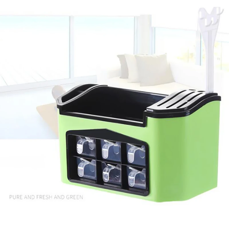 Кухонная полка Набор коробок для приправ вилки резак специй кувшин шкаф для хранения креативные кулинарные кухонные принадлежности Инструменты посуда - Цвет: green