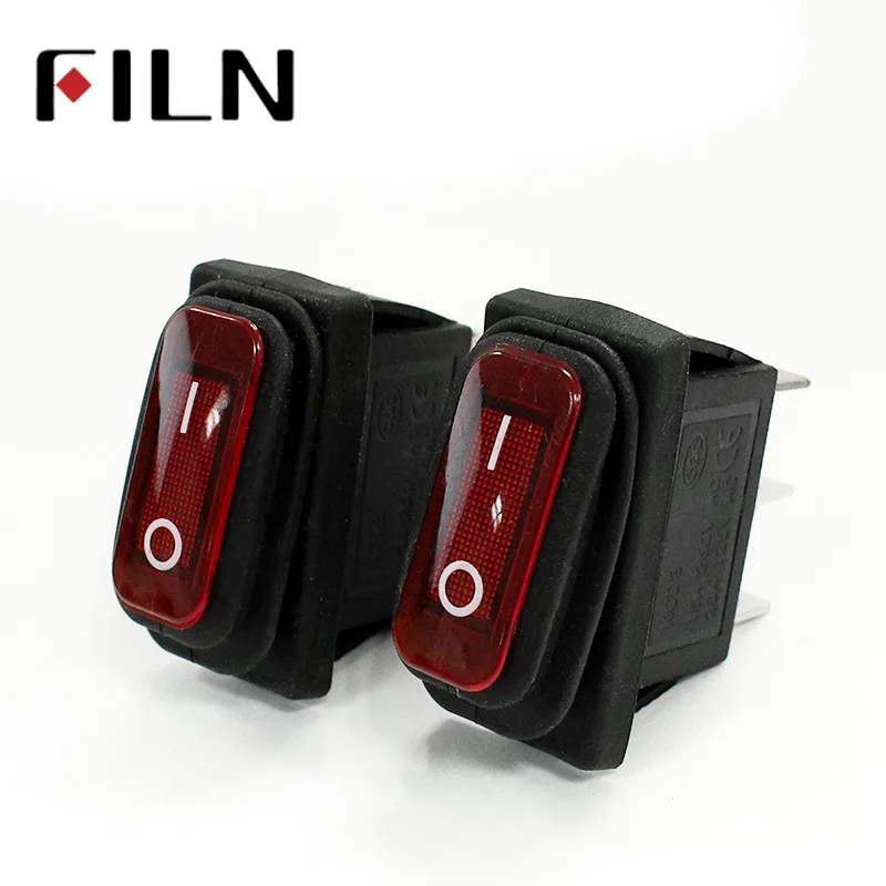 FILN New On Off Rectangle Long Rocker Switch with Waterproof IP67 Cover Car Dash SPST KCD3 3PIN