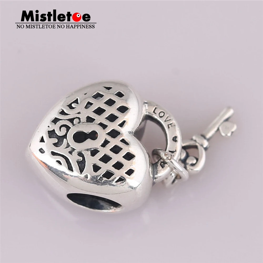 

Mistletoe 925 Sterling Silver Love You Lock Charm Fit European Bracelet
