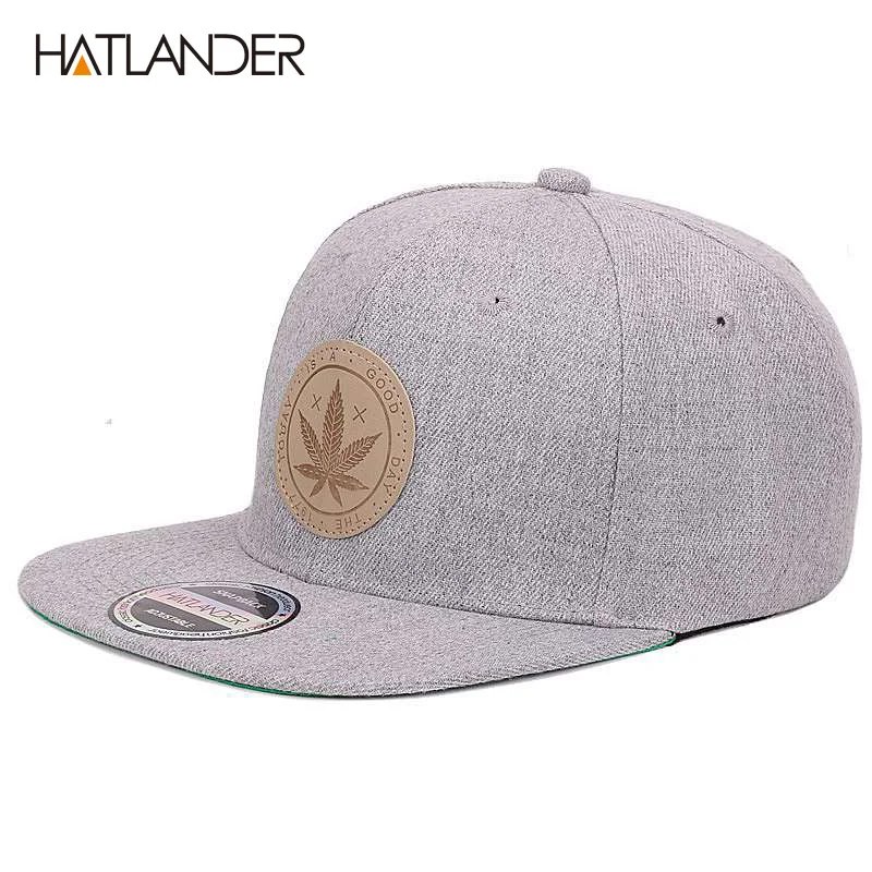 [HATLANDER]Maple solid cotton snapback caps women's flat brim hip hop cap outdoor baseball cap bone gorras mens caps and hats
