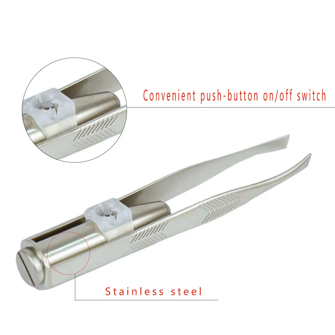 

Eyebrow tweezers LED eyebrow clip with light eyebrow clip stainless steel eyebrow clip oblique eyebrow pliers makeup tools