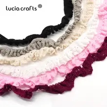 Lucia Craft 5y/6yard 20mm cotone elastico pizzo nastri nastri fasce fai da te ragazze capelli cravatta fascia cucito accessori di abbigliamento N0608