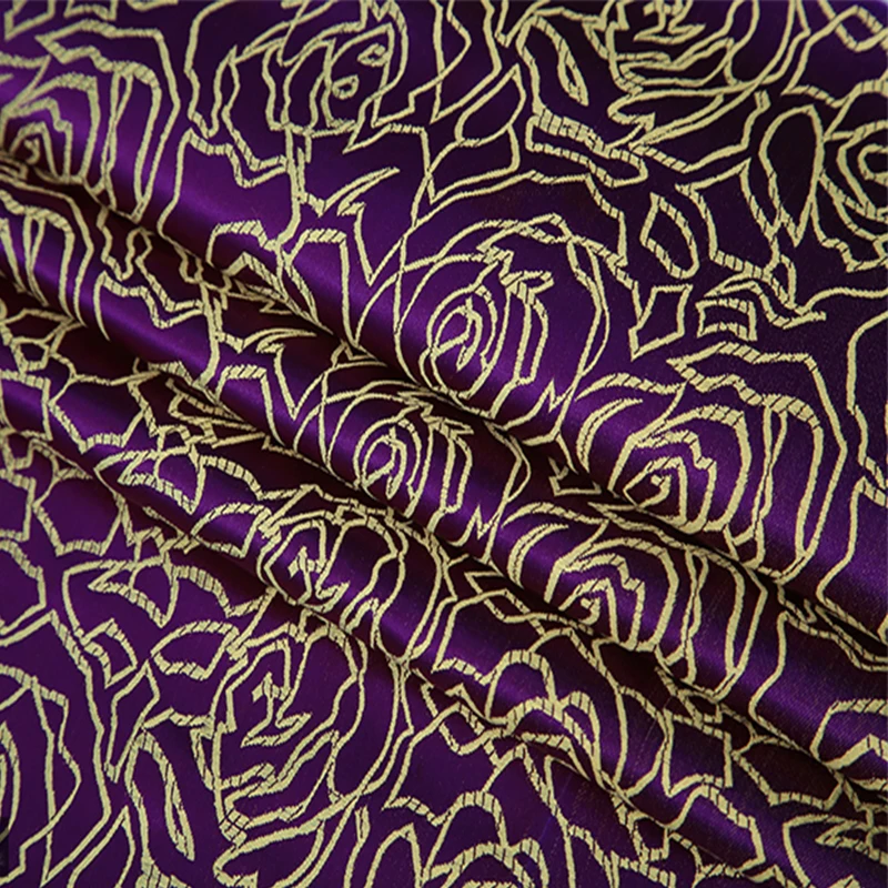 

90x100cm yard dyed purple jacquard tapestry satin 3D jacquard brocade fabric for dress cushion cover curtain table patchwork