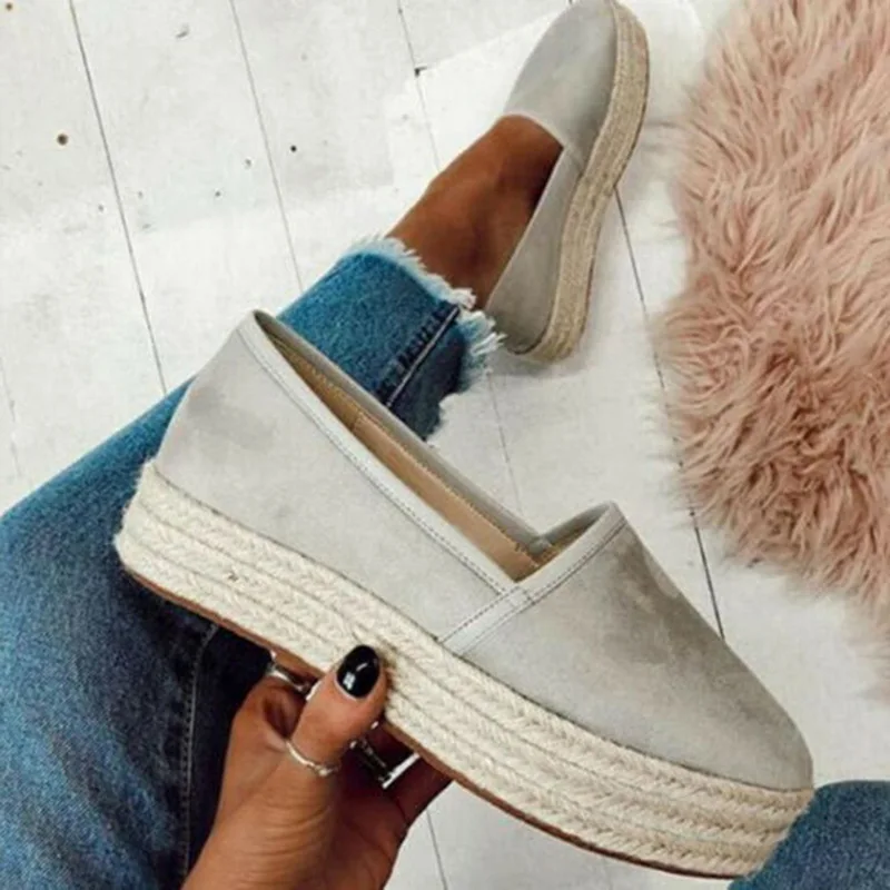 

SHUJIN Women Flats Shoes Slip On Casual Ladies Canvas Shoes thick bottom Lazy Loafers Female Espadrilles 2019