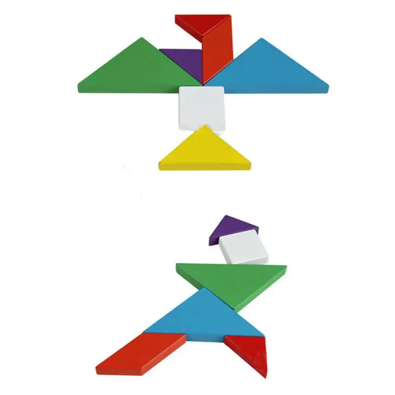 Красочная древесина бука Tangram головоломка игрушка интеллектуальная игра для детей