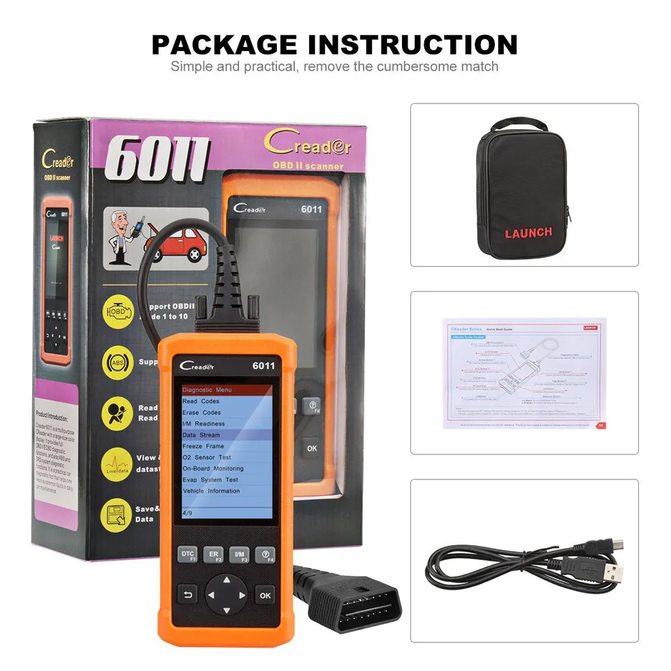 Старт CReader DIY инструмент диагностики 6011 OBD2 сканирования с маслом перезагружает EPB