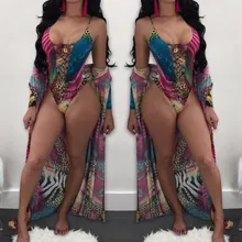 Женская пляжная одежда крестообразная шнуровка леопардовый бикини Пляжная Одна деталь купальник+ Cover Up кафтан летнее платье 2 шт. Купальники Установить