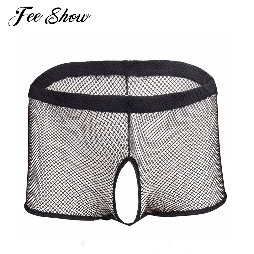 Mens Lingerie Mesh Boxers Briefs Bikini Sissy Sexy Panties Underwear Semi See through Boxers