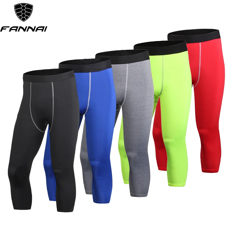 

Men's Compression Gym 3/4 Capri Shorts Baselayer Cool Dry Sports Tights Leggings Fitness Pants Sportswear Quick Dry Running Pant