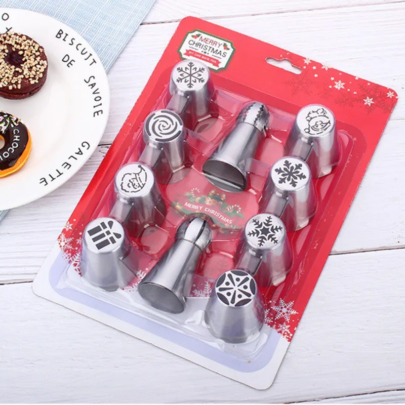 

Stainless Steel Rose Cream Bakeware Cupcake Cake Decorating Christmas Pastry Nozzles And Coupler Icing Piping Tips Sets Y