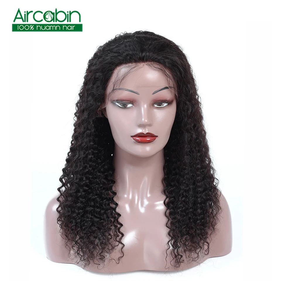 

Lace Front Human Hair Wigs Brazilian Deep Wave Unit Pre Plucked Lace Wig With Baby Hair Natural Color 130% Remy Aircabin Hair