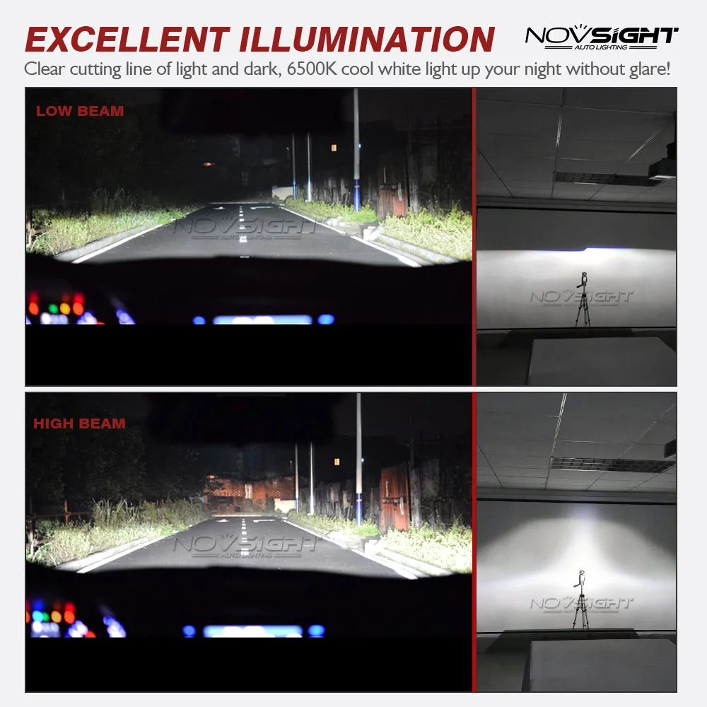NOVSIGHT 2 шт. Автомобильные фары мини лампа H7 светодиодные лампы H1 H8 H11 LED комплект фар
