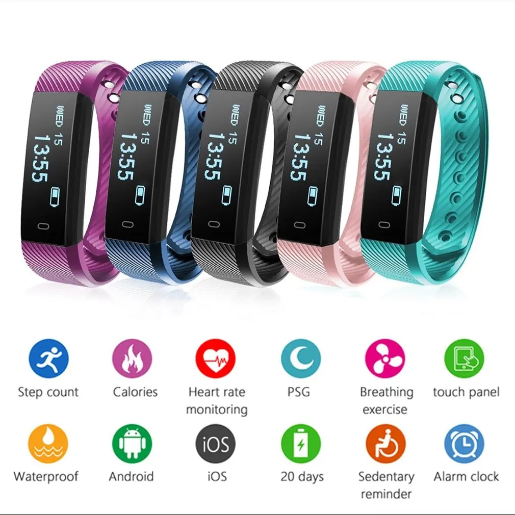 

Men Women's YL015 Smart Watch Heart Rate Monitor Remote Sports Fitness Tracker SMS Reminder Pedometer Smart Wristband