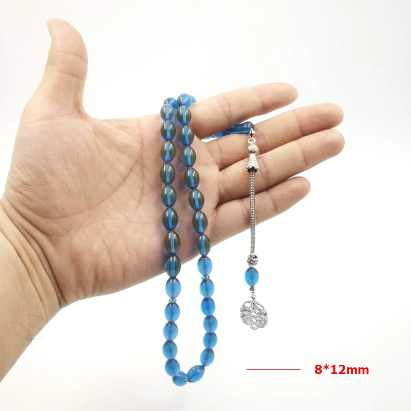 Синий Tasbih 33 смолы бусины металлическая кисточка специальный цвет исламские браслеты синий мужские мусульманские четки