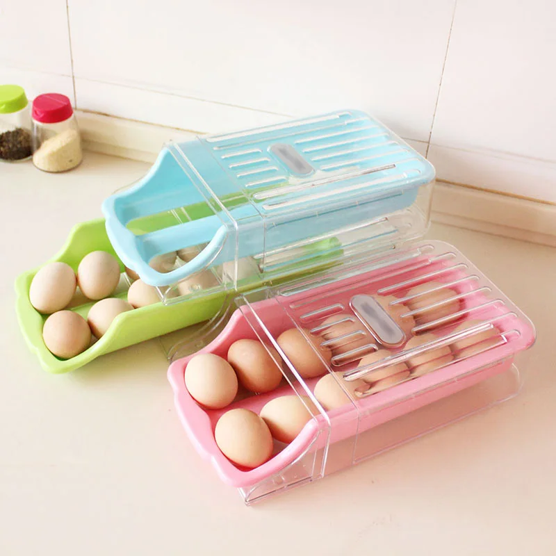 

Kitchen Drawer type Eggs Storage Box Airtight Container Organizer Refrigerator Food Convenient Durable Plastic Storage Boxes