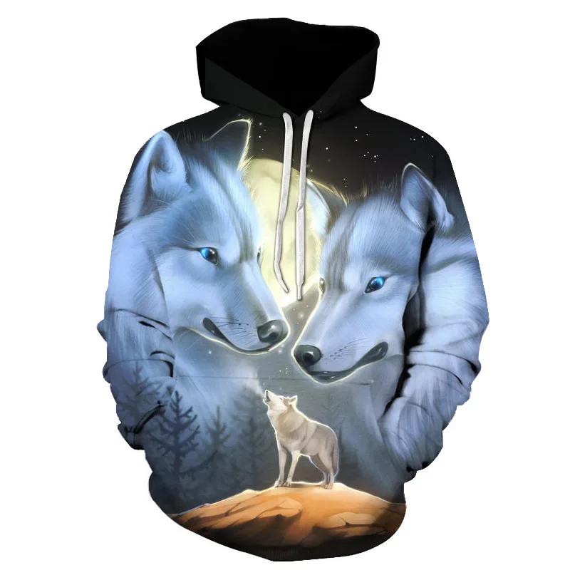 

Space Galaxy Sweatshirts Men/women Tracksuits Tops Print Galaxy Wolf Hooded Hoodies Thin Autumn Sweatshirts