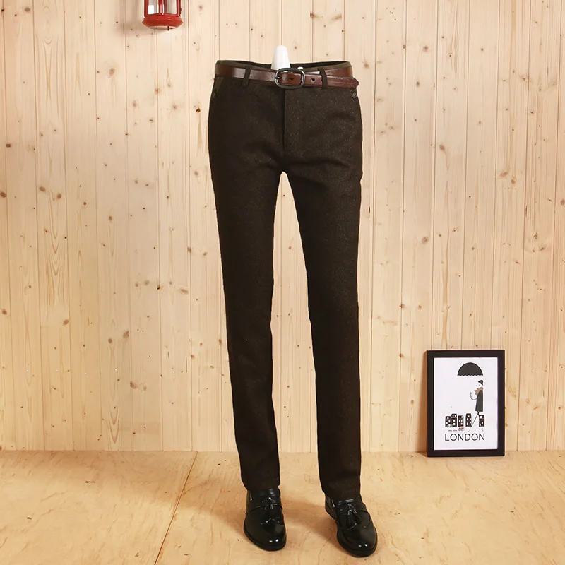 

On Sale Men Long Pants Autumn Spring Fashion 35% Cotton Brown Retro Man Pant Slim Grinding Casual Business Young Mans Trousers