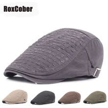RoxCober/весенне-летние береты; Модная хлопковая кепка газетчика с маленькими отверстиями; Мужская и женская шляпа в стиле Гэтсби; плоская кепка таксиста