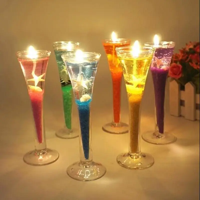 

Romantic DIY Handmade Making Jelly Scented Candles set Non-Toxic Durable Jelly Wax + Shell + Sand + High Glass Cup + Candle wick