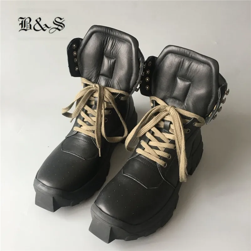 Черные и уличные мужские ботинки из натуральной кожи на платформе в стиле панк; армейская зеленая обувь; ботинки для тренировок на шнурках