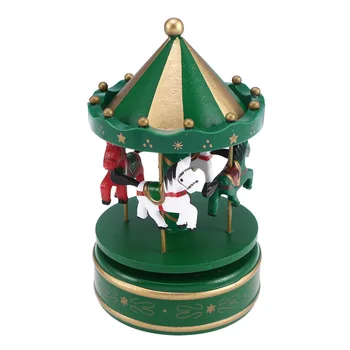

NICEXMAS Carousel Music Box Wooden Decorative Toy Desktop Musical Box Gifts for Christmas Birthday Valentines Day (Green)